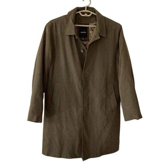 London Fog Durham Raincoat Overcoat Olive Men’s 42R Jacket W/ Liner - Picture 2 of 12